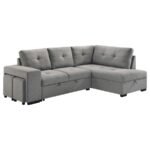ROANNE FABRIC UPHOLSTERED SLEEPER SECTIONAL SOFA GREY - Image 6