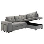 ROANNE FABRIC UPHOLSTERED SLEEPER SECTIONAL SOFA GREY - Image 7