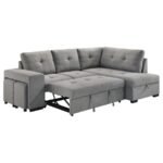 ROANNE FABRIC UPHOLSTERED SLEEPER SECTIONAL SOFA GREY - Image 8