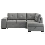 ROANNE FABRIC UPHOLSTERED SLEEPER SECTIONAL SOFA GREY - Image 9