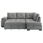 ROANNE FABRIC UPHOLSTERED SLEEPER SECTIONAL SOFA GREY - Image 10