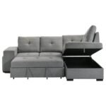 ROANNE FABRIC UPHOLSTERED SLEEPER SECTIONAL SOFA GREY - Image 11