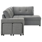 ROANNE FABRIC UPHOLSTERED SLEEPER SECTIONAL SOFA GREY - Image 14