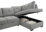 ROANNE FABRIC UPHOLSTERED SLEEPER SECTIONAL SOFA GREY - Image 16
