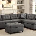 STONENESSE SECTIONAL SOFA WITH STORAGE OTTOMAN SET GREY