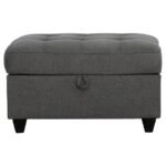 STONENESSE RECTANGULAR UPHOLSTERED STORAGE OTTOMAN GREY - Image 3