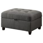 STONENESSE RECTANGULAR UPHOLSTERED STORAGE OTTOMAN GREY - Image 4