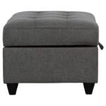 STONENESSE RECTANGULAR UPHOLSTERED STORAGE OTTOMAN GREY - Image 7
