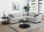 ASHFORD CHENILLE UPHOLSTERED SLEEPER SECTIONAL SOFA GREIGE - Image 2