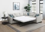 ASHFORD CHENILLE UPHOLSTERED SLEEPER SECTIONAL SOFA GREIGE - Image 3