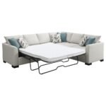 ASHFORD CHENILLE UPHOLSTERED SLEEPER SECTIONAL SOFA GREIGE - Image 5