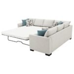 ASHFORD CHENILLE UPHOLSTERED SLEEPER SECTIONAL SOFA GREIGE - Image 8
