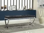 WALTON LEATHERETTE UPHOLSTERED TUFTED ACCENT BENCH BLACK - Image 2