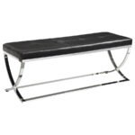 WALTON LEATHERETTE UPHOLSTERED TUFTED ACCENT BENCH BLACK