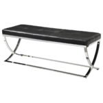WALTON LEATHERETTE UPHOLSTERED TUFTED ACCENT BENCH BLACK - Image 3