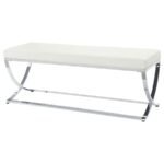 WALTON LEATHERETTE UPHOLSTERED TUFTED ACCENT BENCH WHITE - Image 3