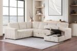 DEVONSHIRE SLEEPER SECTIONAL SOFA STORAGE CHAISE CAMEL - Image 3