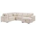DEVONSHIRE SLEEPER SECTIONAL SOFA STORAGE CHAISE CAMEL