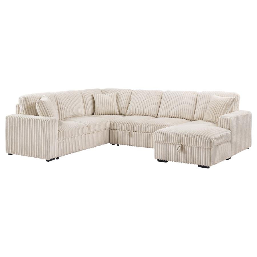 501205_05x900.jpg DEVONSHIRE SLEEPER SECTIONAL SOFA STORAGE CHAISE CAMEL - Image 1