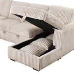 DEVONSHIRE SLEEPER SECTIONAL SOFA STORAGE CHAISE CAMEL - Image 11