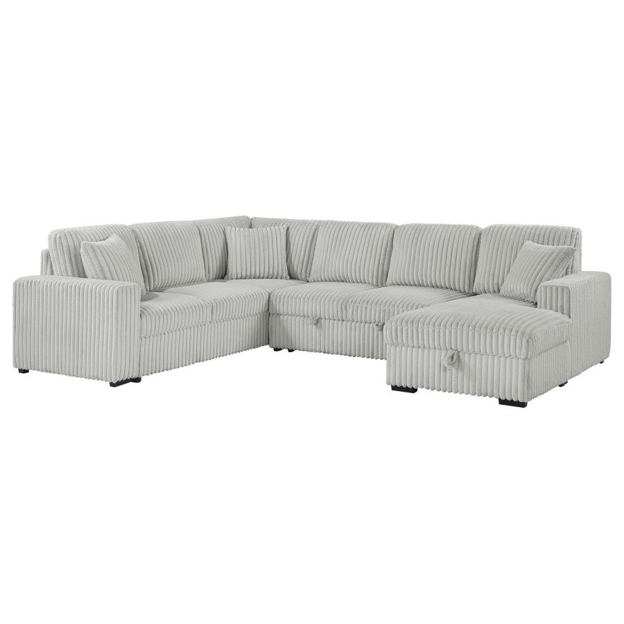 501208_05x900.jpg DEVONSHIRE SLEEPER SECTIONAL SOFA STORAGE CHAISE GREY - Image 1