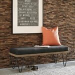 CHAD DENIM UPHOLSTERED ACCENT BENCH DARK BLUE - Image 2