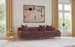 ELIZABETH CORDUROY UPHOLSTERED EXTRA LONG SOFA WINE RED - Image 2