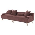 ELIZABETH CORDUROY UPHOLSTERED EXTRA LONG SOFA WINE RED - Image 4