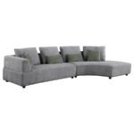 TOSCANO 134-INCH UPHOLSTERED SECTIONAL SOFA GREY