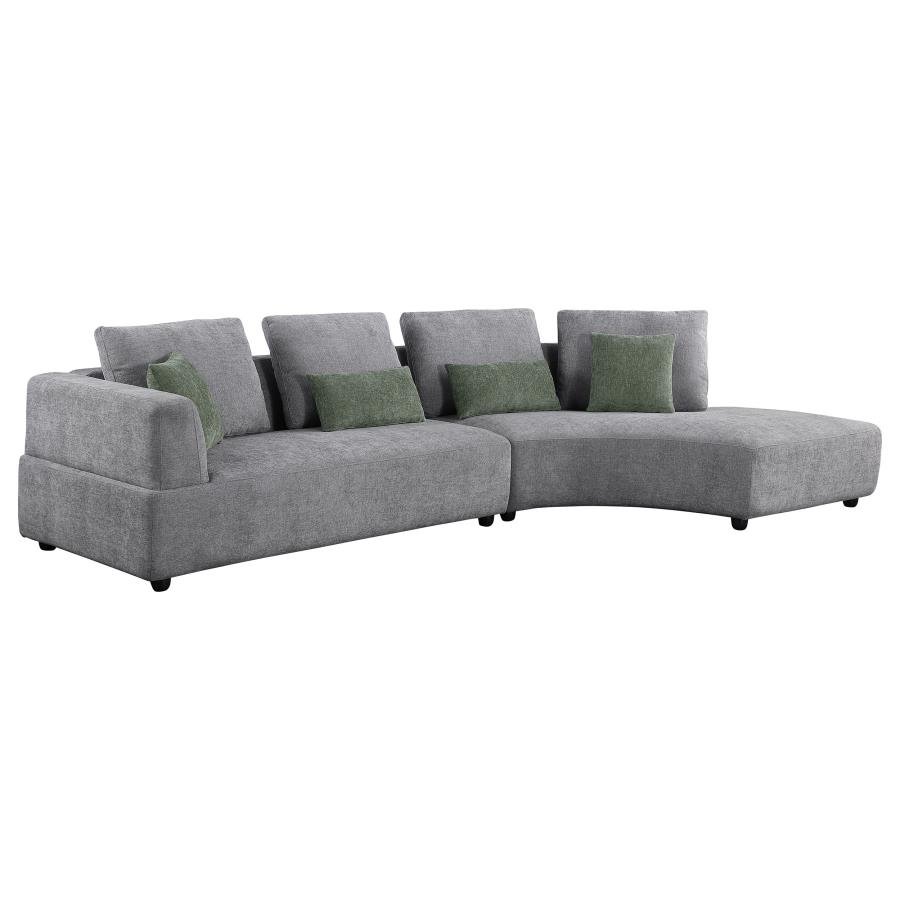 504075_02x900.jpg TOSCANO 134-INCH UPHOLSTERED SECTIONAL SOFA GREY - Image 1
