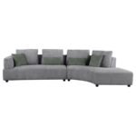 TOSCANO 134-INCH UPHOLSTERED SECTIONAL SOFA GREY - Image 3