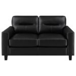 SCOTLAND 3-PIECE FAUX LEATHER UPHOLSTERED SOFA SET BLACK - Image 8