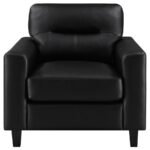 SCOTLAND 3-PIECE FAUX LEATHER UPHOLSTERED SOFA SET BLACK - Image 12