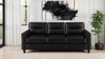 SCOTLAND FAUX LEATHER UPHOLSTERED TRACK ARM SOFA BLACK - Image 2
