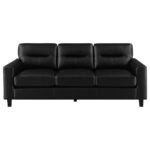 SCOTLAND FAUX LEATHER UPHOLSTERED TRACK ARM SOFA BLACK - Image 3