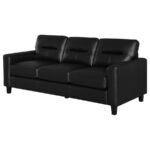 SCOTLAND FAUX LEATHER UPHOLSTERED TRACK ARM SOFA BLACK - Image 4