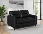 SCOTLAND FAUX LEATHER UPHOLSTERED TRACK ARM LOVESEAT BLACK - Image 2