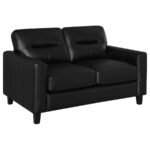 SCOTLAND FAUX LEATHER UPHOLSTERED TRACK ARM LOVESEAT BLACK