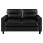 SCOTLAND FAUX LEATHER UPHOLSTERED TRACK ARM LOVESEAT BLACK - Image 3