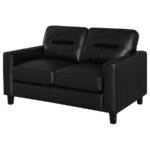 SCOTLAND FAUX LEATHER UPHOLSTERED TRACK ARM LOVESEAT BLACK - Image 4