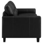 SCOTLAND FAUX LEATHER UPHOLSTERED TRACK ARM LOVESEAT BLACK - Image 8