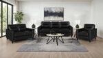 SCOTLAND FAUX LEATHER UPHOLSTERED TRACK ARM LOVESEAT BLACK - Image 11