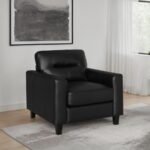 SCOTLAND FAUX LEATHER UPHOLSTERED TRACK ARM CHAIR BLACK - Image 2