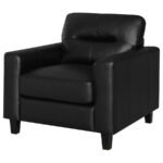 SCOTLAND FAUX LEATHER UPHOLSTERED TRACK ARM CHAIR BLACK - Image 4