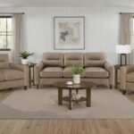 SCOTLAND 3-PIECE FAUX LEATHER UPHOLSTERED SOFA SET BROWN