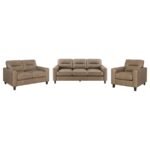SCOTLAND 3-PIECE FAUX LEATHER UPHOLSTERED SOFA SET BROWN - Image 2