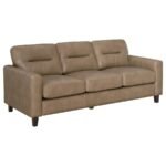 SCOTLAND 3-PIECE FAUX LEATHER UPHOLSTERED SOFA SET BROWN - Image 3