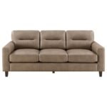 SCOTLAND 3-PIECE FAUX LEATHER UPHOLSTERED SOFA SET BROWN - Image 4