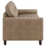 SCOTLAND 3-PIECE FAUX LEATHER UPHOLSTERED SOFA SET BROWN - Image 10
