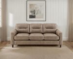 SCOTLAND FAUX LEATHER UPHOLSTERED TRACK ARM SOFA BROWN - Image 2